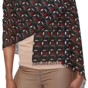 Elegant Black Floral Scarf